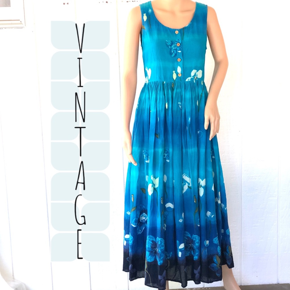 Vintage Blue Summer Maxi Dress